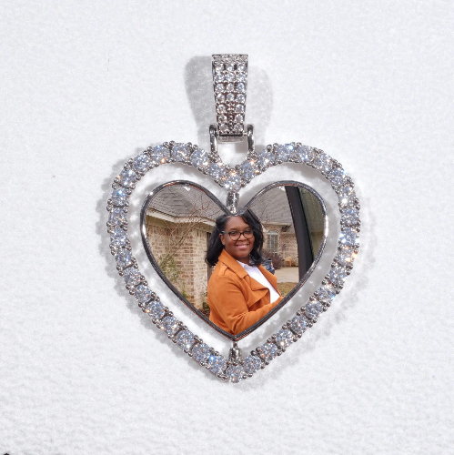 3D Spinning 2-Faced Heart Custom Picture Pendant