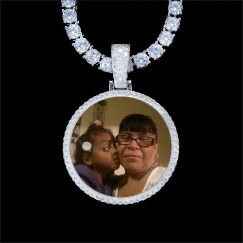 925S & VVS Moissanite 3D Circle Custom Picture Pendant