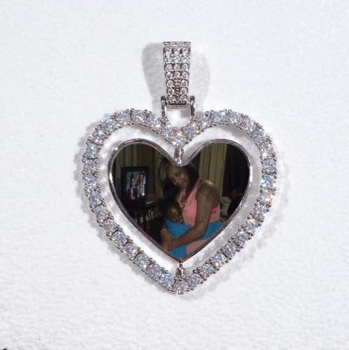 3D Spinning 2-Faced Heart Custom Picture Pendant