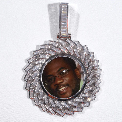 Large 3D Baguette Custom Picture Pendant