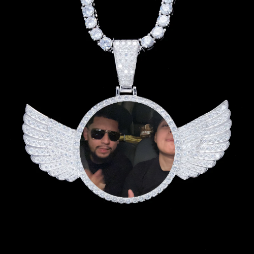 925S & VVS Moissanite 3D Wing Custom Picture Pendant