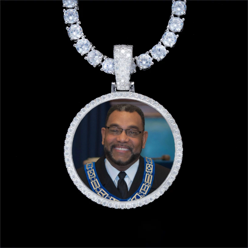 925S & VVS Moissanite 3D Circle Custom Picture Pendant