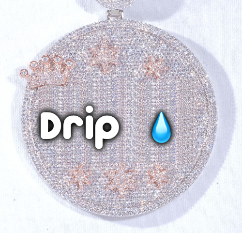 CUSTOM LETTER NECKLACE 3D BIG CROWN DISC