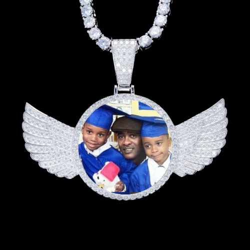 925S & VVS Moissanite 3D Wing Custom Picture Pendant