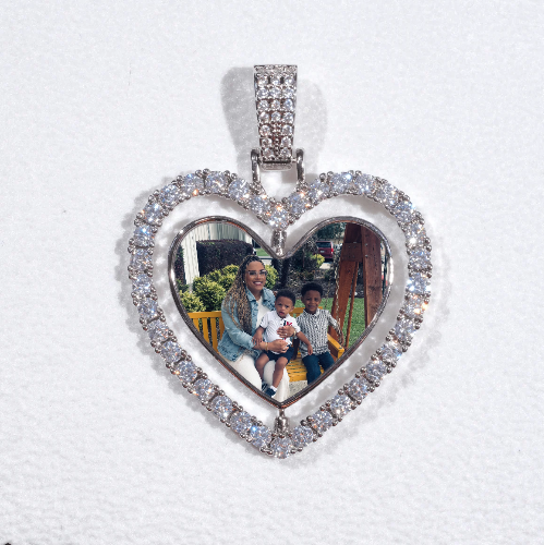 3D Spinning 2-Faced Heart Custom Picture Pendant