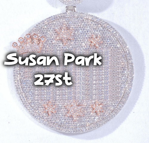 CUSTOM LETTER NECKLACE 3D BIG CROWN DISC
