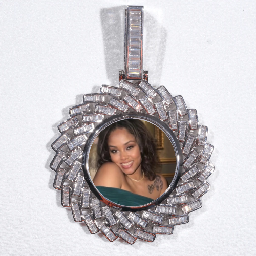 Large 3D Baguette Custom Picture Pendant