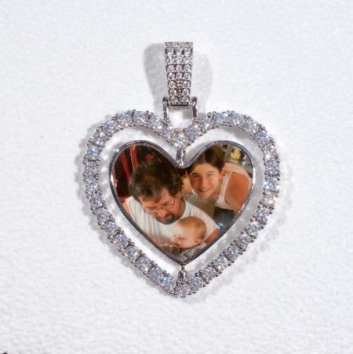 3D Spinning 2-Faced Heart Custom Picture Pendant
