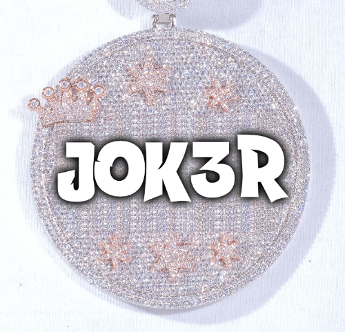 CUSTOM LETTER NECKLACE 3D BIG CROWN DISC