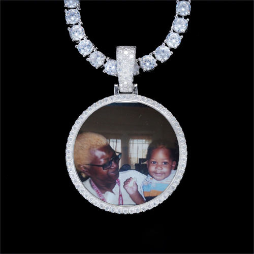 925S & VVS Moissanite 3D Circle Custom Picture Pendant