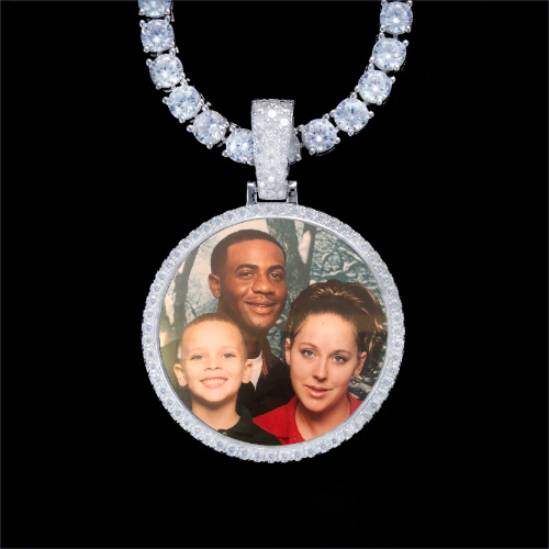 925S & VVS Moissanite 3D Circle Custom Picture Pendant