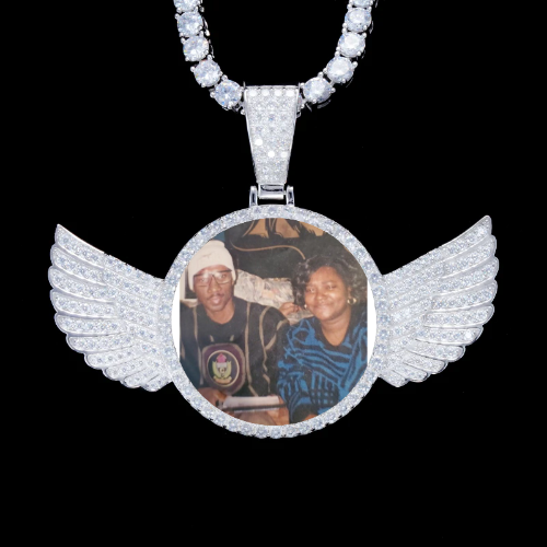 925S & VVS Moissanite 3D Wing Custom Picture Pendant