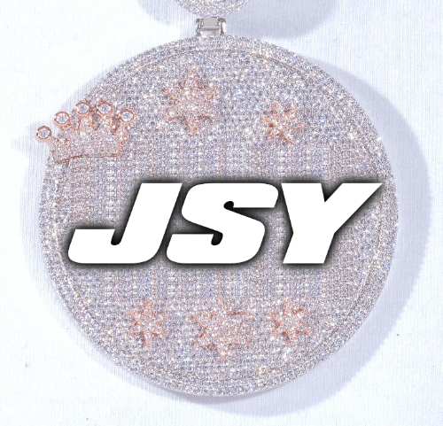 CUSTOM LETTER NECKLACE 3D BIG CROWN DISC