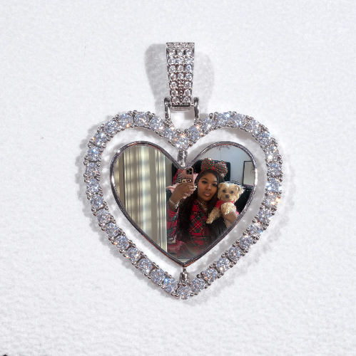 3D Spinning 2-Faced Heart Custom Picture Pendant