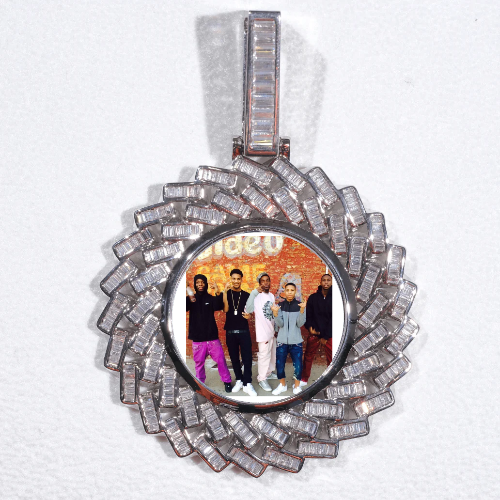 Large 3D Baguette Custom Picture Pendant