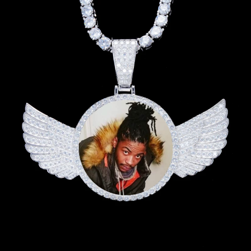 925S & VVS Moissanite 3D Wing Custom Picture Pendant