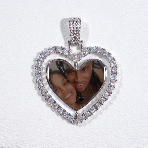 3D Spinning 2-Faced Heart Custom Picture Pendant