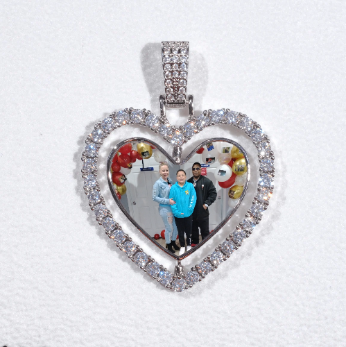3D Spinning 2-Faced Heart Custom Picture Pendant