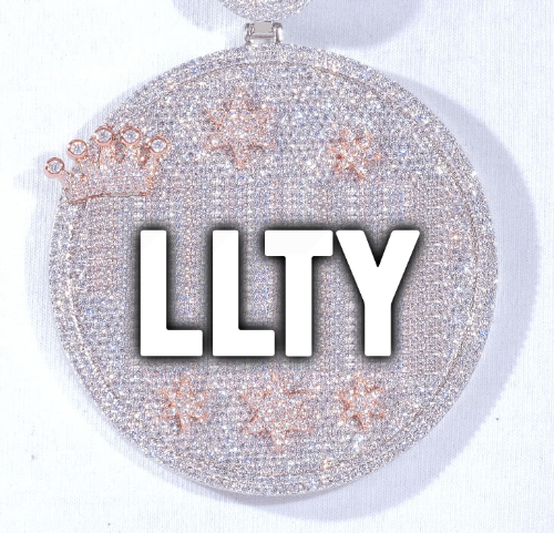 CUSTOM LETTER NECKLACE 3D BIG CROWN DISC