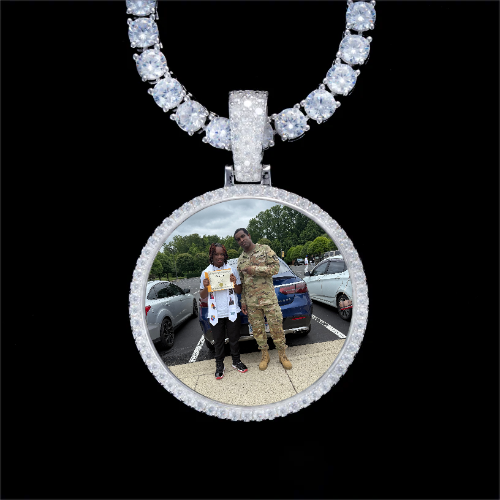 925S & VVS Moissanite 3D Circle Custom Picture Pendant