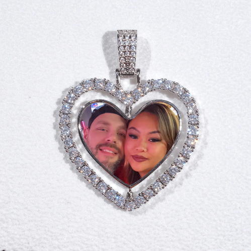 3D Spinning 2-Faced Heart Custom Picture Pendant