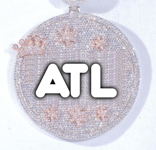 CUSTOM LETTER NECKLACE 3D BIG CROWN DISC