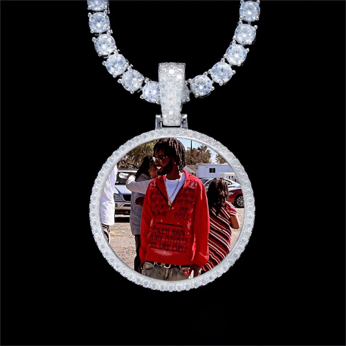 925S & VVS Moissanite 3D Circle Custom Picture Pendant