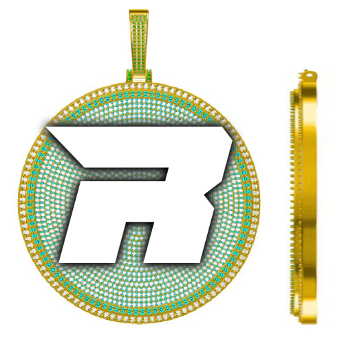 CUSTOM LETTER NECKLACE 3D BIG DISC