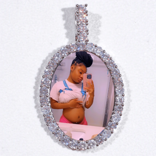 Large 3D Oval Custom Picture Pendant