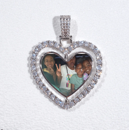 3D Spinning 2-Faced Heart Custom Picture Pendant