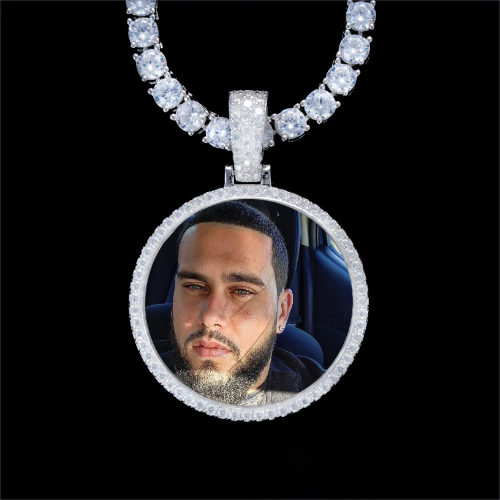 925S & VVS Moissanite 3D Circle Custom Picture Pendant
