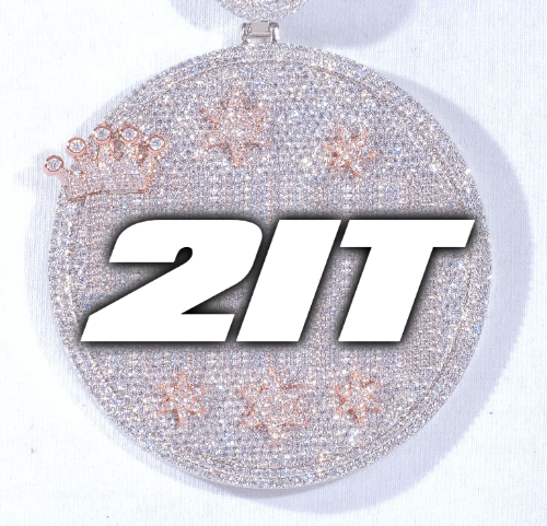 CUSTOM LETTER NECKLACE 3D BIG CROWN DISC