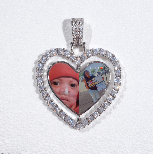 3D Spinning 2-Faced Heart Custom Picture Pendant