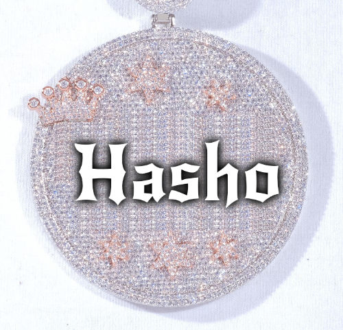 CUSTOM LETTER NECKLACE 3D BIG CROWN DISC