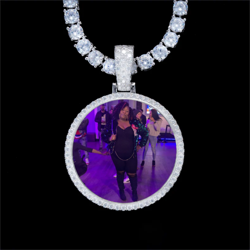 925S & VVS Moissanite 3D Circle Custom Picture Pendant