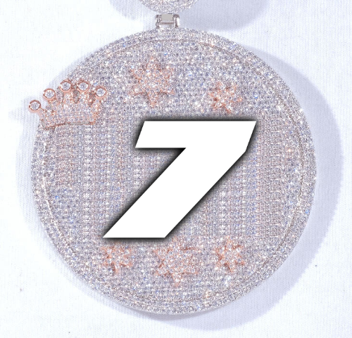 CUSTOM LETTER NECKLACE 3D BIG CROWN DISC