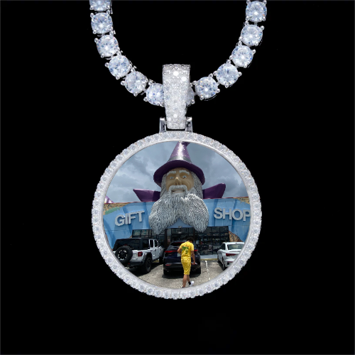 925S & VVS Moissanite 3D Circle Custom Picture Pendant