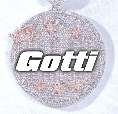 CUSTOM LETTER NECKLACE 3D BIG CROWN DISC