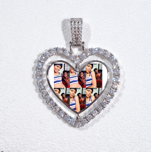 3D Spinning 2-Faced Heart Custom Picture Pendant