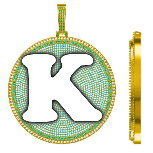 CUSTOM LETTER NECKLACE 3D BIG DISC