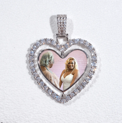 3D Spinning 2-Faced Heart Custom Picture Pendant