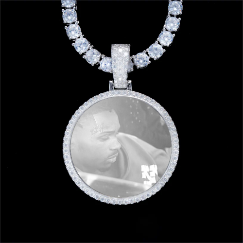 925S & VVS Moissanite 3D Circle Custom Picture Pendant