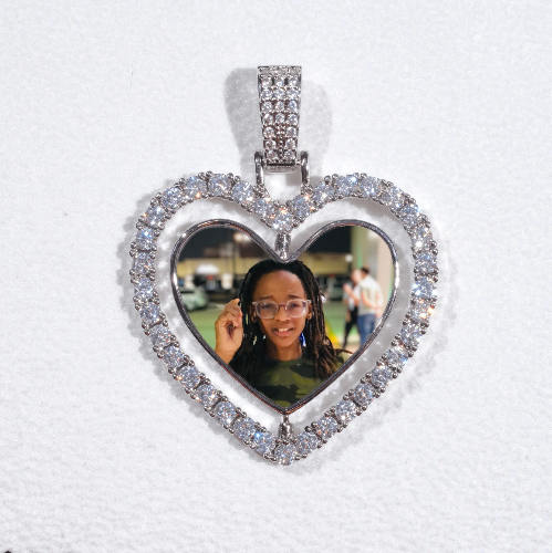 3D Spinning 2-Faced Heart Custom Picture Pendant