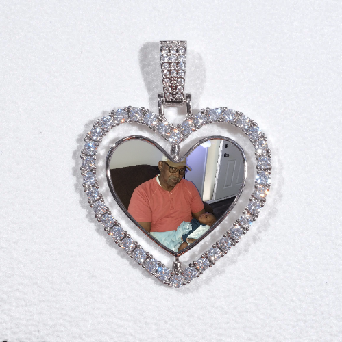 3D Spinning 2-Faced Heart Custom Picture Pendant