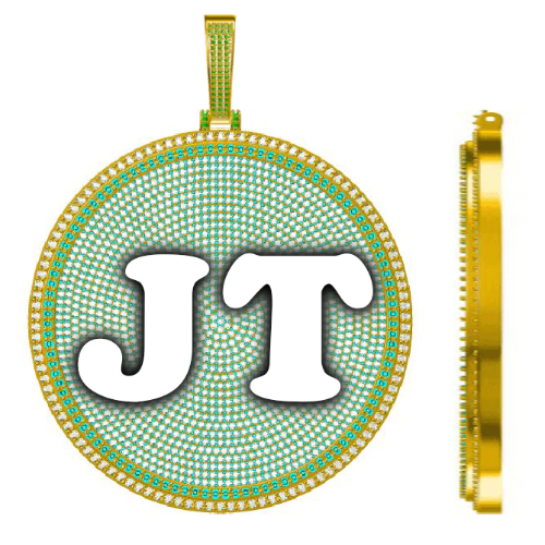 CUSTOM LETTER NECKLACE 3D BIG DISC
