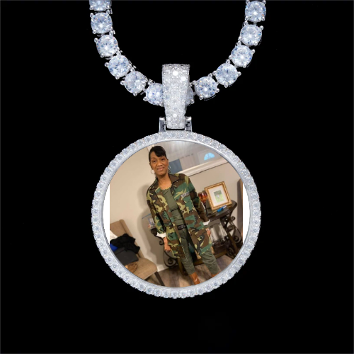 925S & VVS Moissanite 3D Circle Custom Picture Pendant