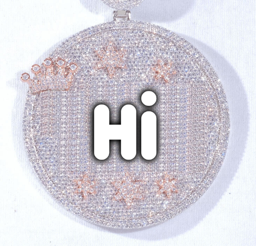 CUSTOM LETTER NECKLACE 3D BIG CROWN DISC