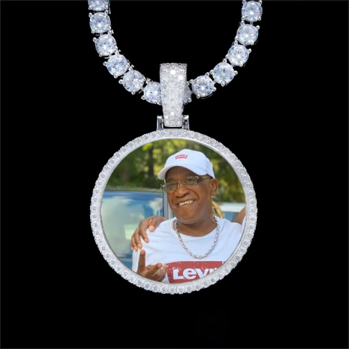 925S & VVS Moissanite 3D Circle Custom Picture Pendant
