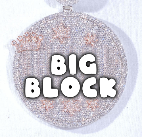 CUSTOM LETTER NECKLACE 3D BIG CROWN DISC