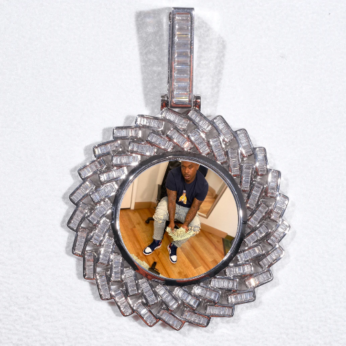 Large 3D Baguette Custom Picture Pendant